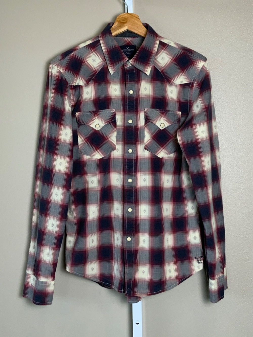American Eagle Outfitters Slim Fit Plaid Western Shirt